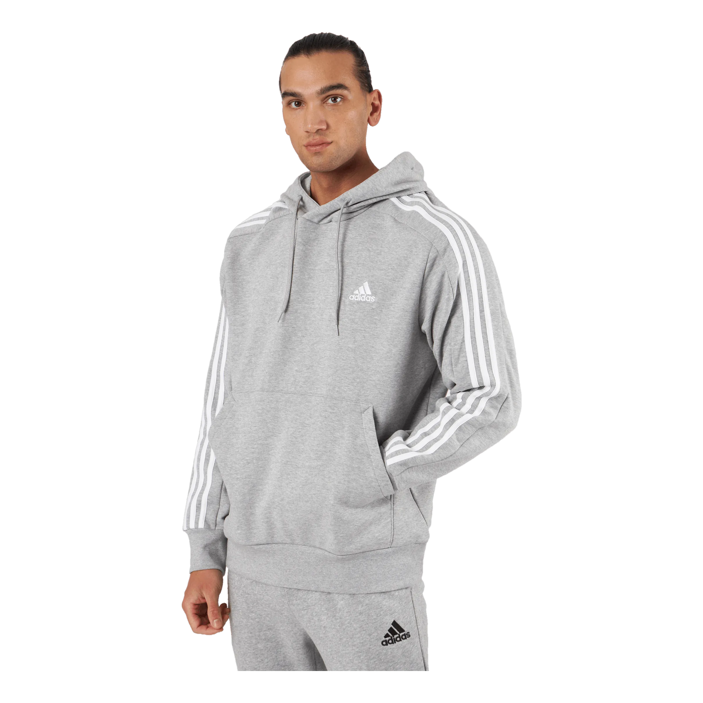 Adidas Essentials French Terry 3-Stripes Hoodie Medium Grey Heather