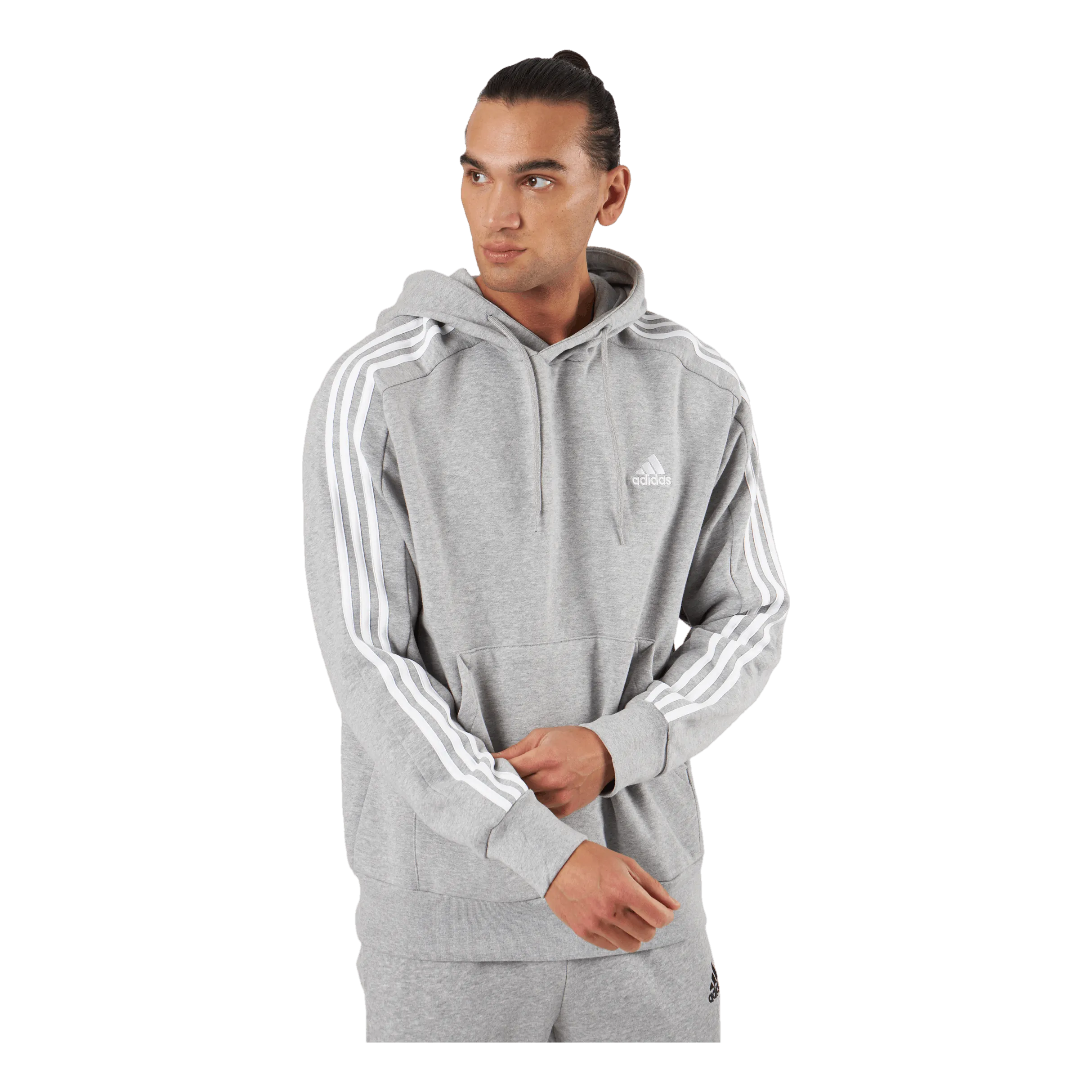 Adidas Essentials French Terry 3-Stripes Hoodie Medium Grey Heather