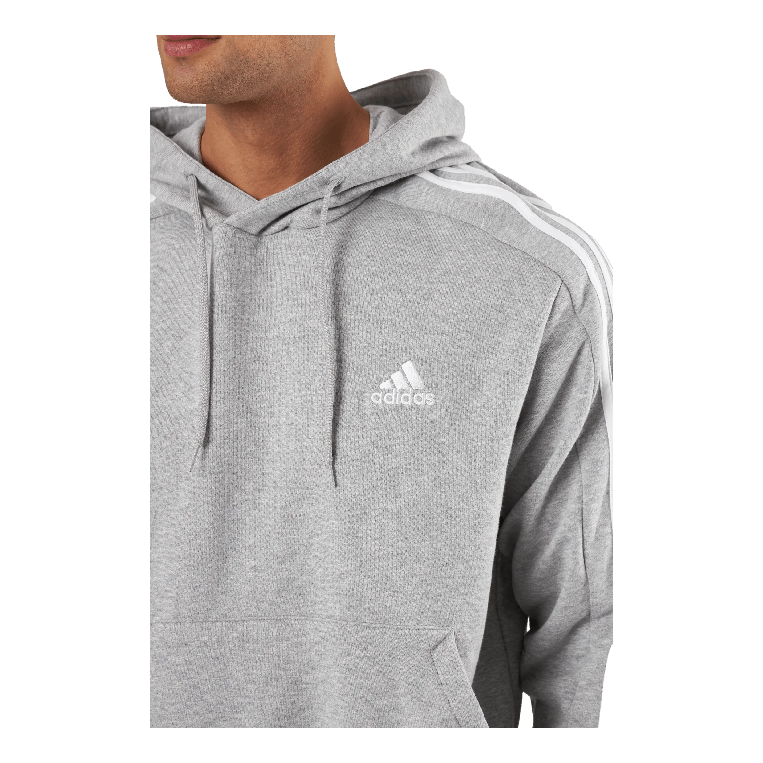 Adidas Essentials French Terry 3-Stripes Hoodie Medium Grey Heather