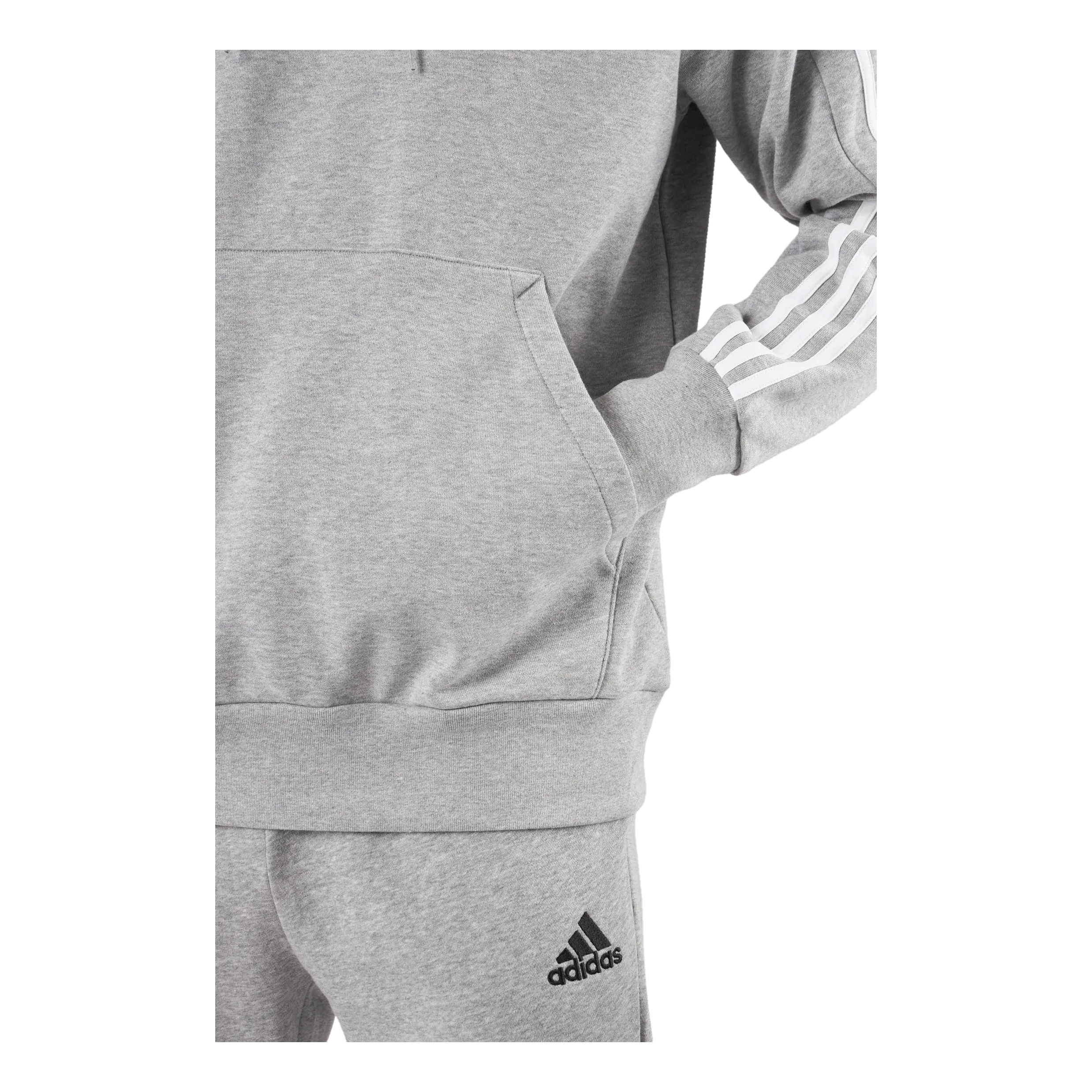 Adidas Essentials French Terry 3-Stripes Hoodie Medium Grey Heather