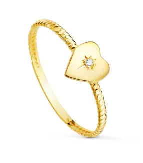 Anillo Corazón Oro 18K Glam