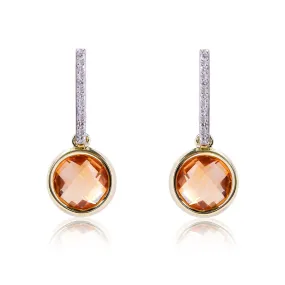 Aretes Bezel ROUND - Oro 18k amarillo - citrino