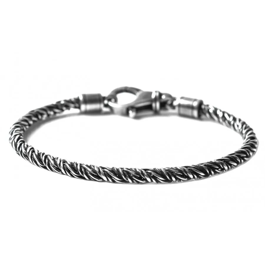 B-HALL Hombre Pulsera Plata 925 Cuerda Made In Italy Nuevo