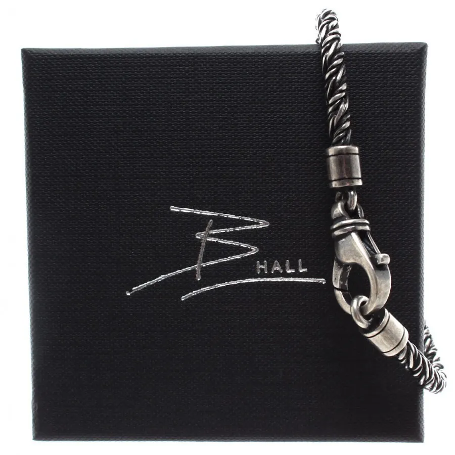 B-HALL Hombre Pulsera Plata 925 Cuerda Made In Italy Nuevo