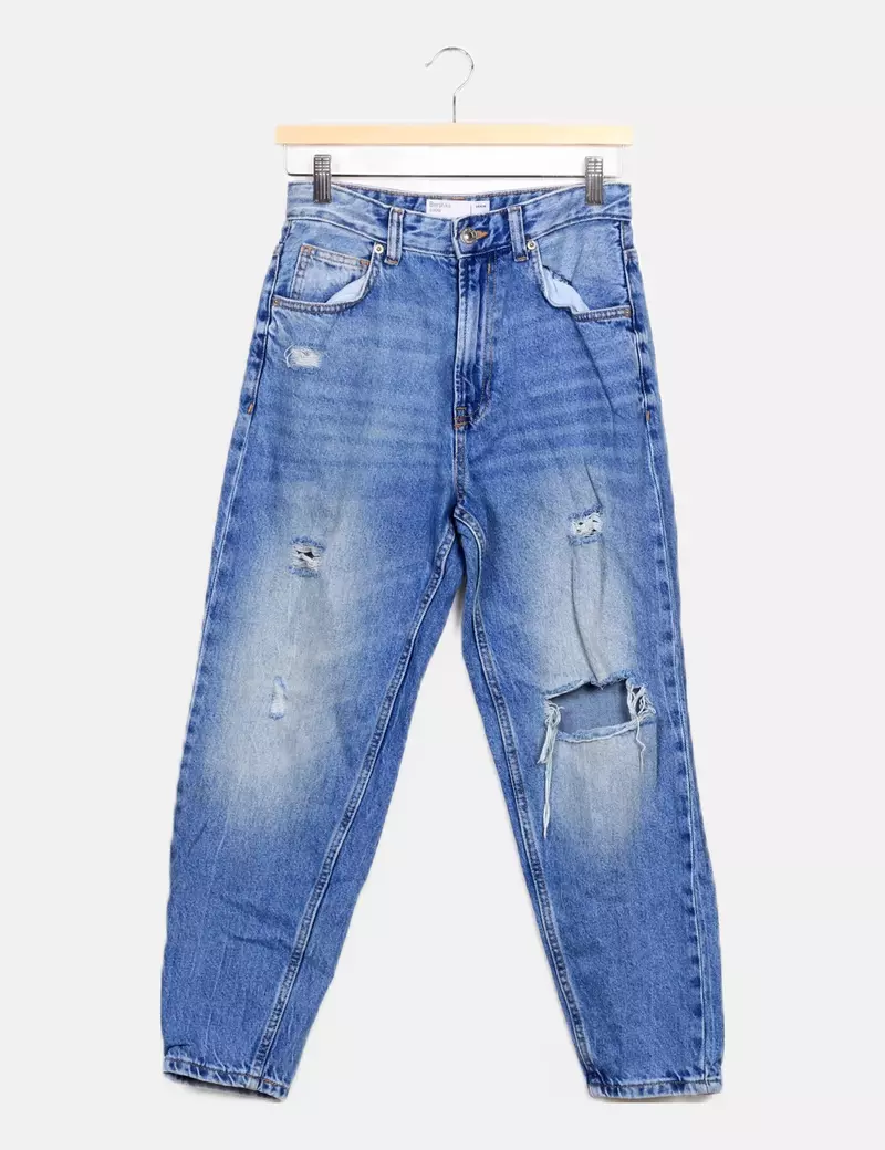 Bershka Jeans denim azul ripped