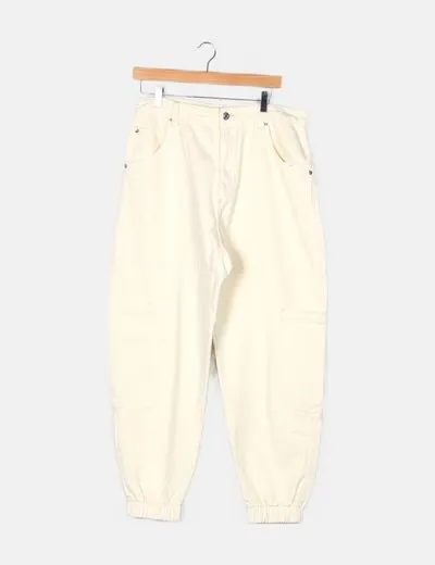 Bershka Jeans jogger blanco