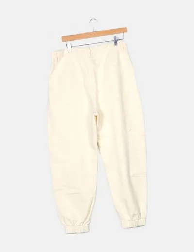 Bershka Jeans jogger blanco