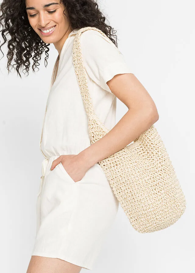 Bolso shopper tipo cesta Crudo