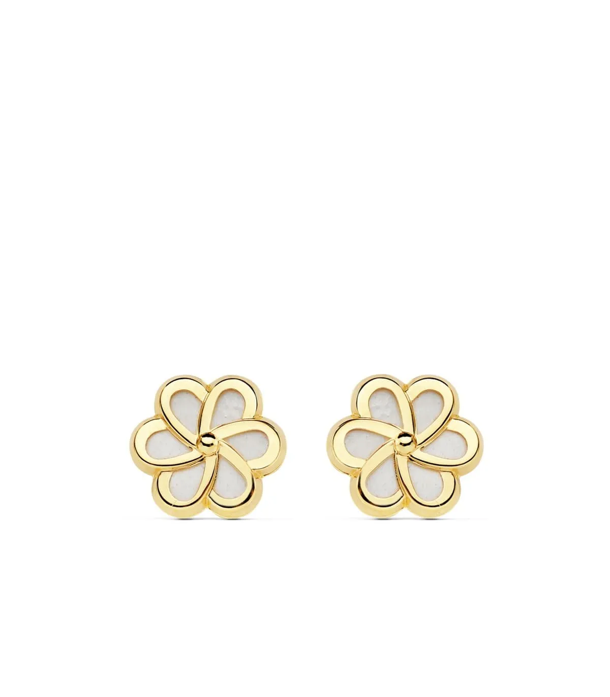 Boucles d'oreilles femme Lourdes fleur Or 18k nacre