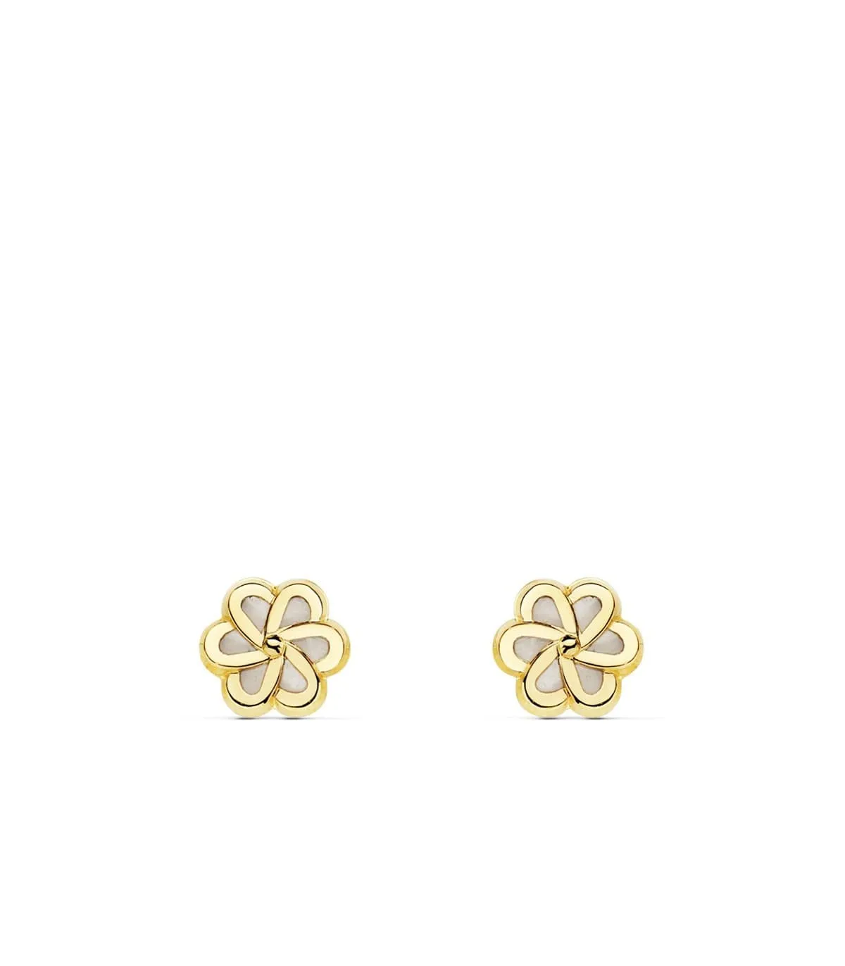 Boucles d'oreilles fille Lourdes fleur Or 18k nacre