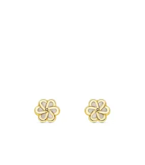 Boucles d'oreilles fille Lourdes fleur Or 18k nacre