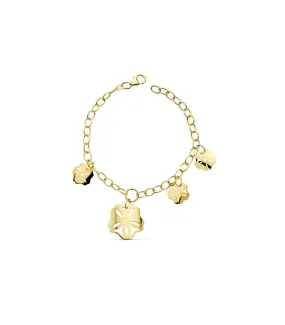 Bracelet or jaune 18k Fleurs hawaïennes