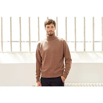 BROWN MELANGE WOOL ROLLNECK JUMPER  KENNERIC