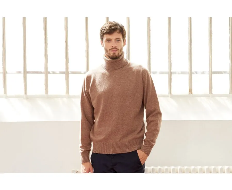 BROWN MELANGE WOOL ROLLNECK JUMPER  KENNERIC