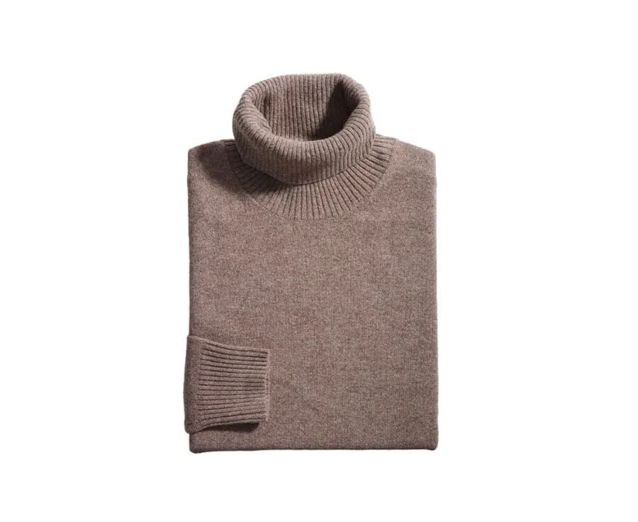 BROWN MELANGE WOOL ROLLNECK JUMPER  KENNERIC