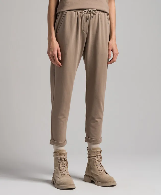 Brunello Cucinelli Brown pants with monil chain