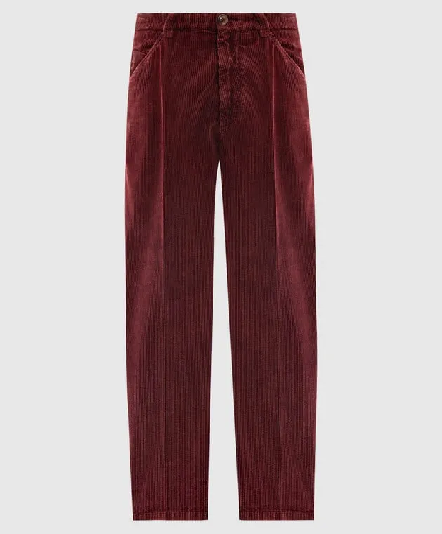 Brunello Cucinelli Burgundy corduroy pants