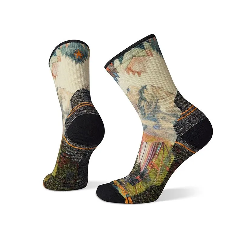 Calcetines Smartwool Light Cushion Mountain Print Crew (Natural) Mujer