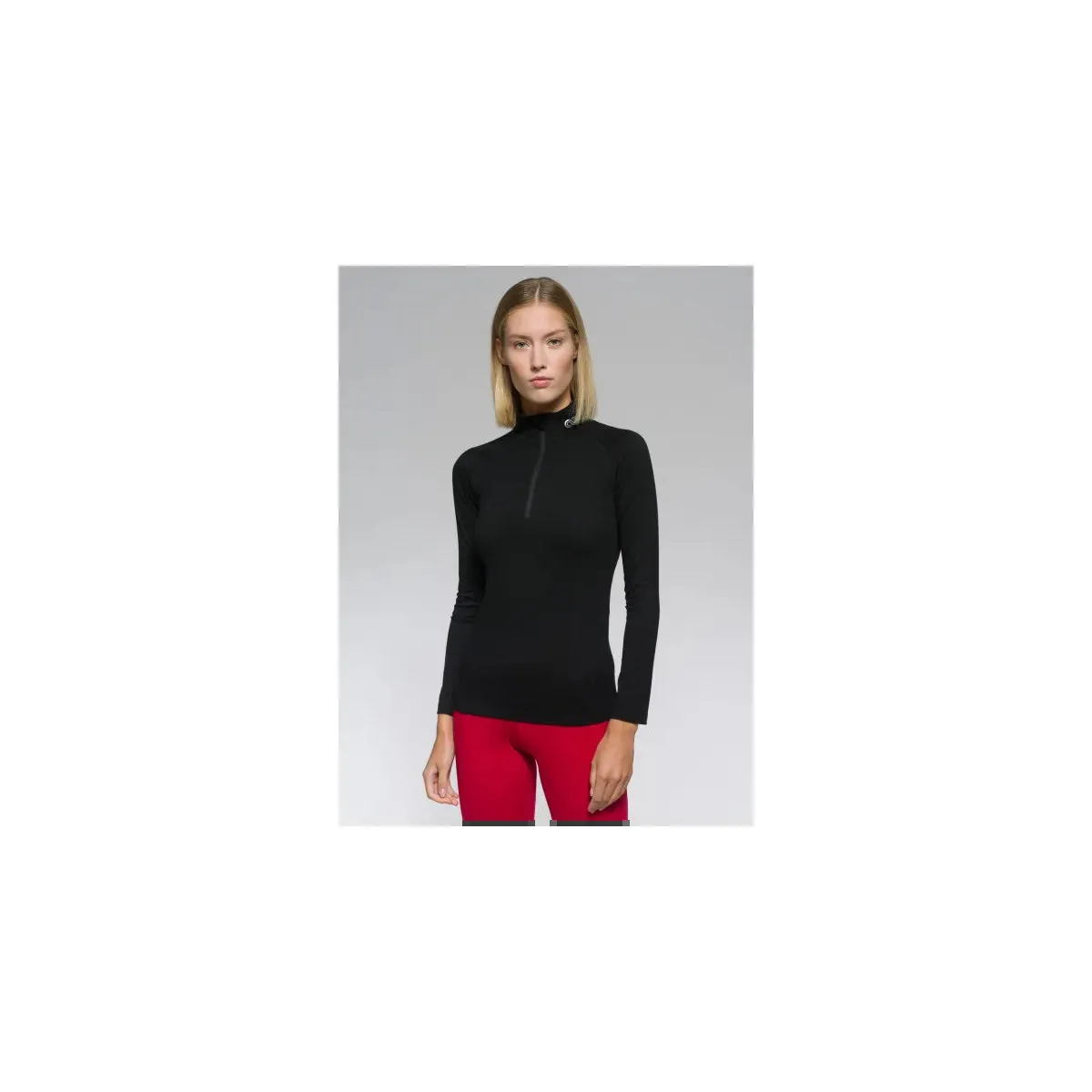 CAMISETA LS HALF ZIP MUJER  NEGRO