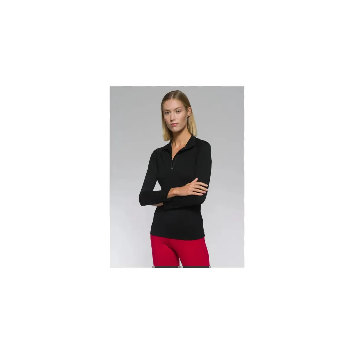 CAMISETA LS HALF ZIP MUJER  NEGRO