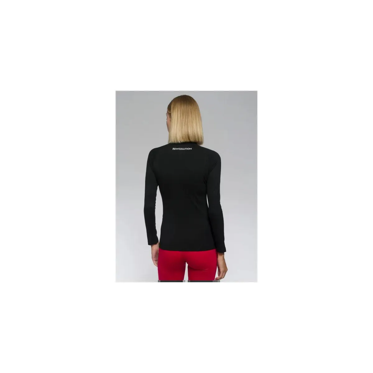 CAMISETA LS HALF ZIP MUJER  NEGRO