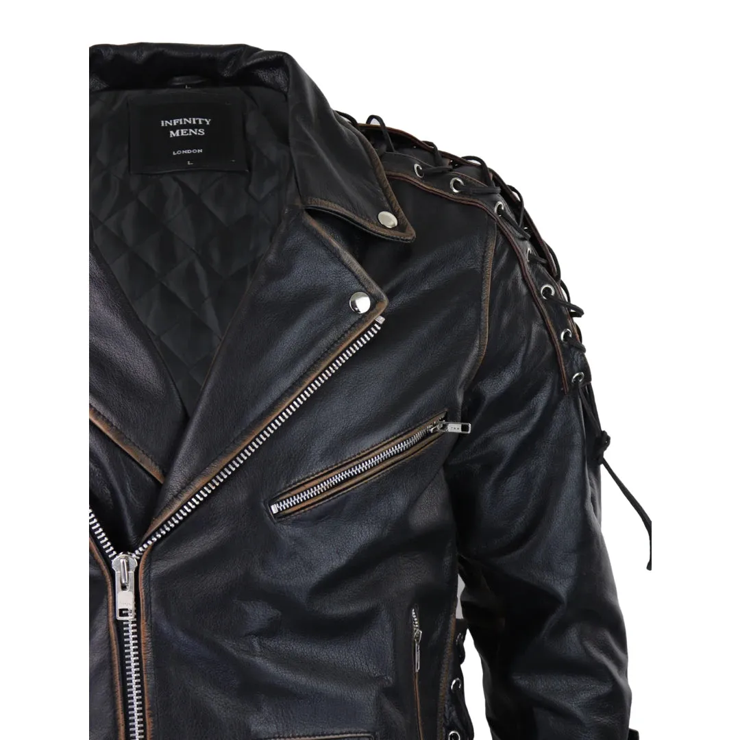 Chaqueta De Cuero Real De Cuero De Vaca Para Hombre Live To Ride Motocicleta De Motorista Brando Con Cremallera Cruzada Original