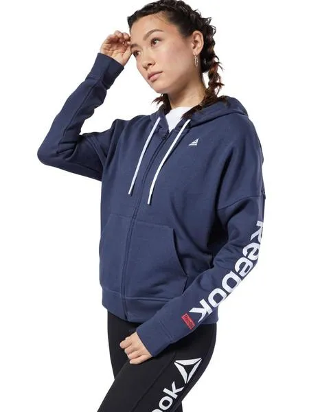 chaqueta reebok linear logo fullzip marino mujer