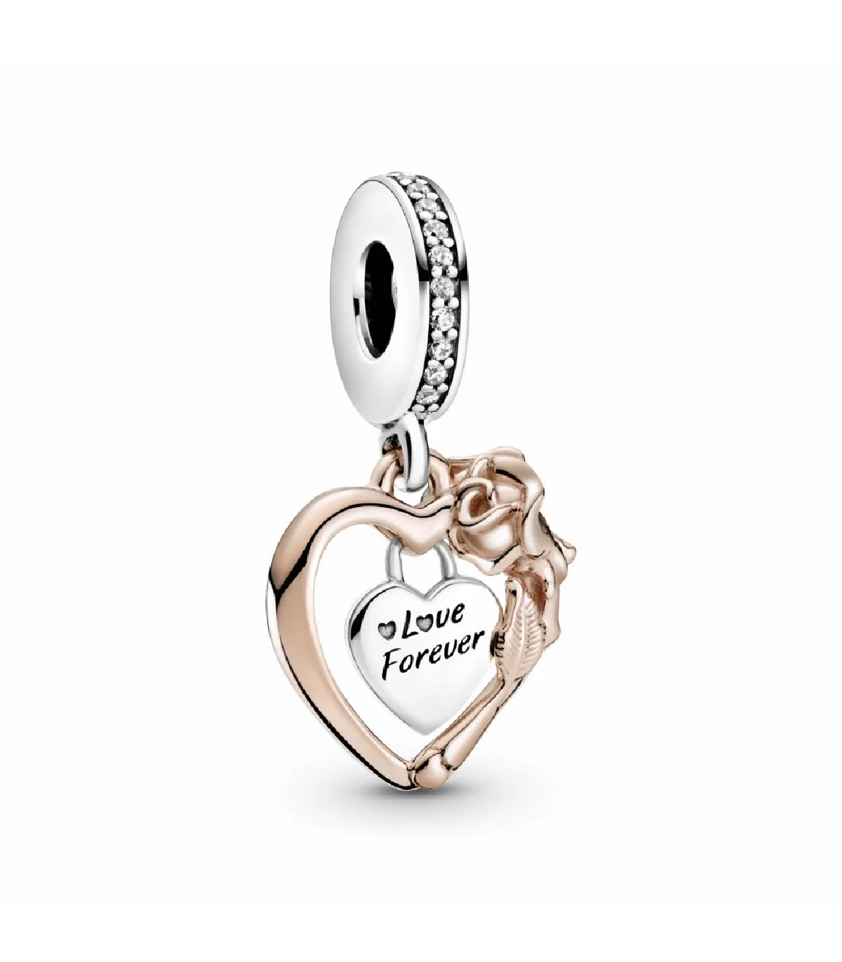 Charm Colgante Pandora Corazón y Flor Rose - 789290C01