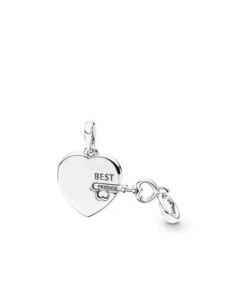 charm pandora corazón y llave de mejores amigos