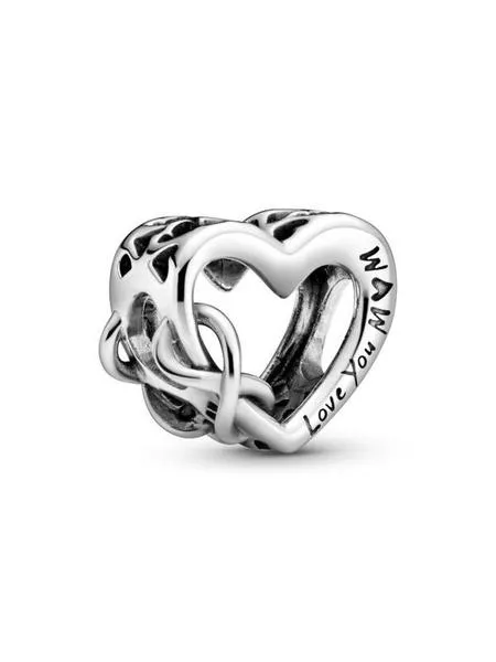 charm pandora  plata love you mum corazón inifinito