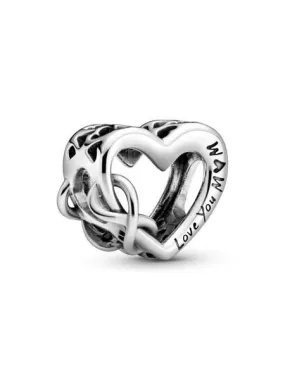 charm pandora  plata love you mum corazón inifinito