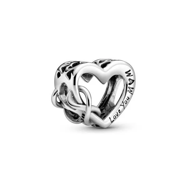 charm pandora  plata love you mum corazón inifinito