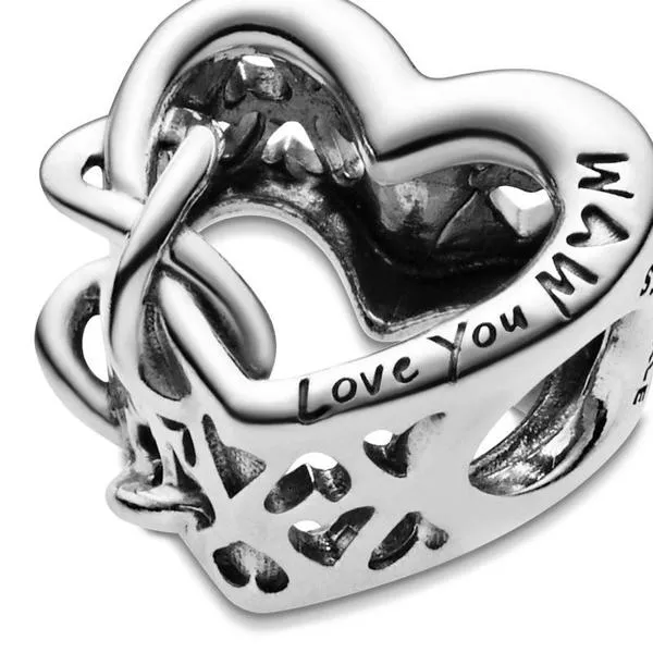 charm pandora  plata love you mum corazón inifinito