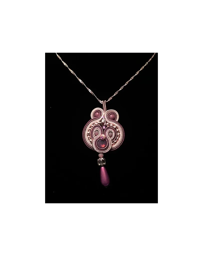 COLGANTE DE BISUTERIA SOUTACHE,PLATA AMATISTA PEQ