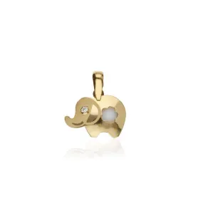 Colgante "Elefante" Oro 18k circonita y nacar