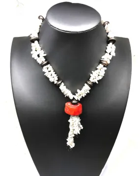 COLLAR DE NACAR Y CORAL CON PLATA