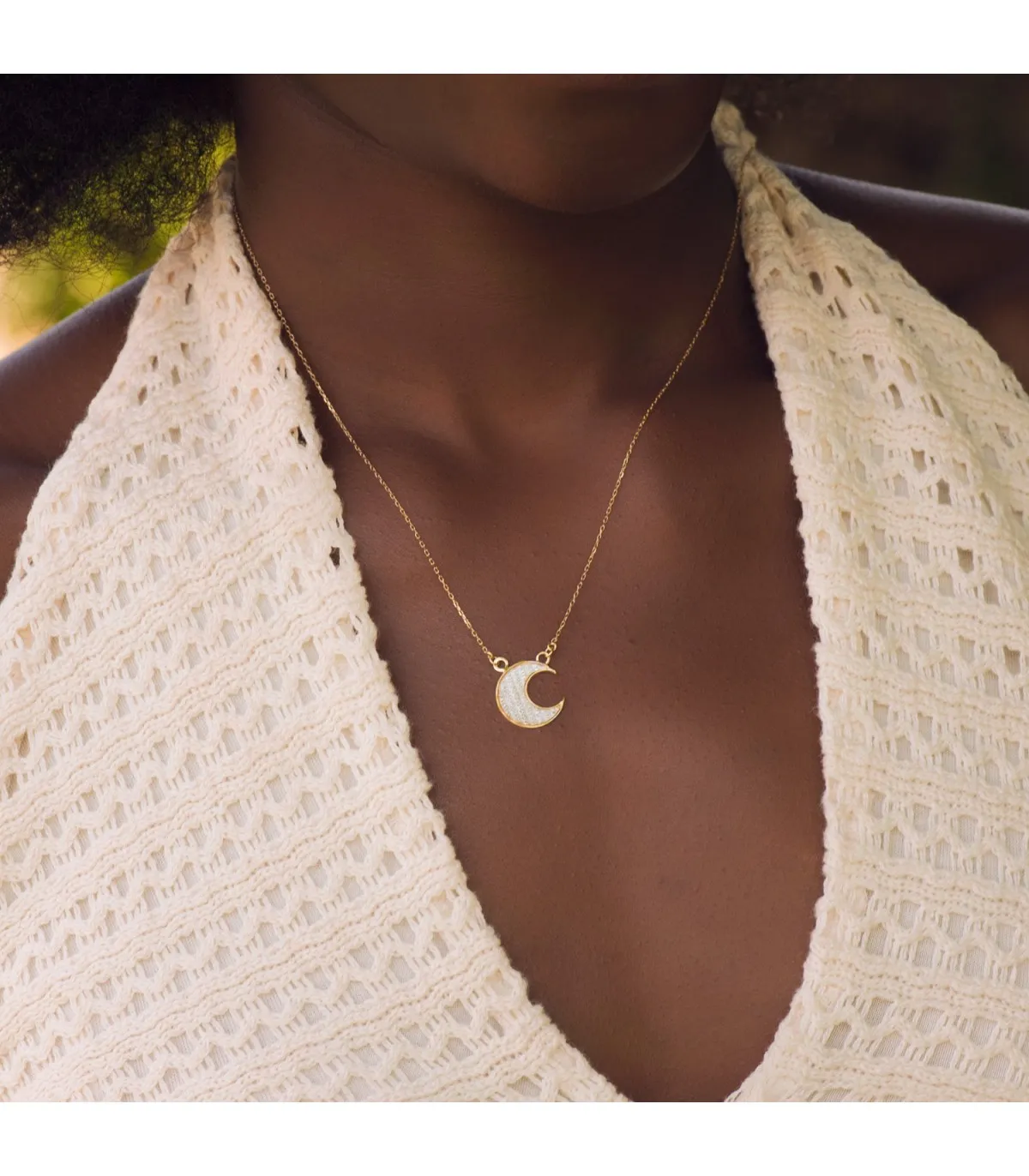 Collier Femme Or Bicolore 18K Night Moon