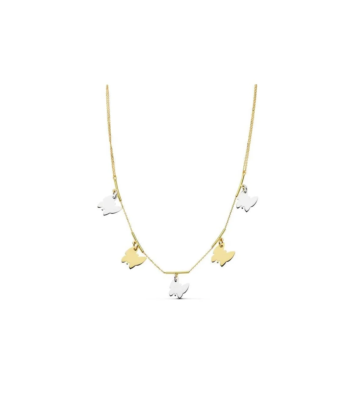 Collier or bicolore 18k Charms papillons