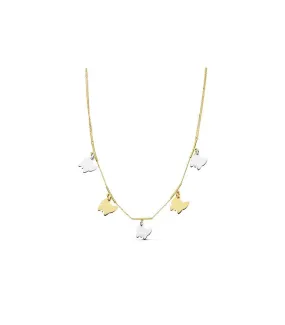 Collier or bicolore 18k Charms papillons