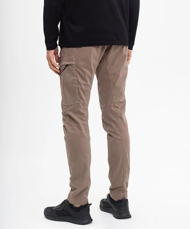 C.P. Company Khaki cargo pants with logo patch