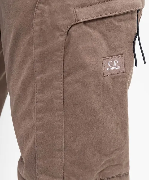 C.P. Company Khaki cargo pants with logo patch