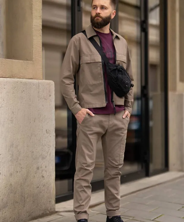 C.P. Company Khaki cargo pants with logo patch