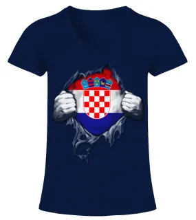 Croatia-ds01 Camiseta cuello pico Mujer