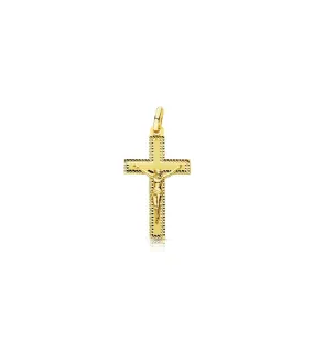 Croix sculptée Christ 18K 25 mm