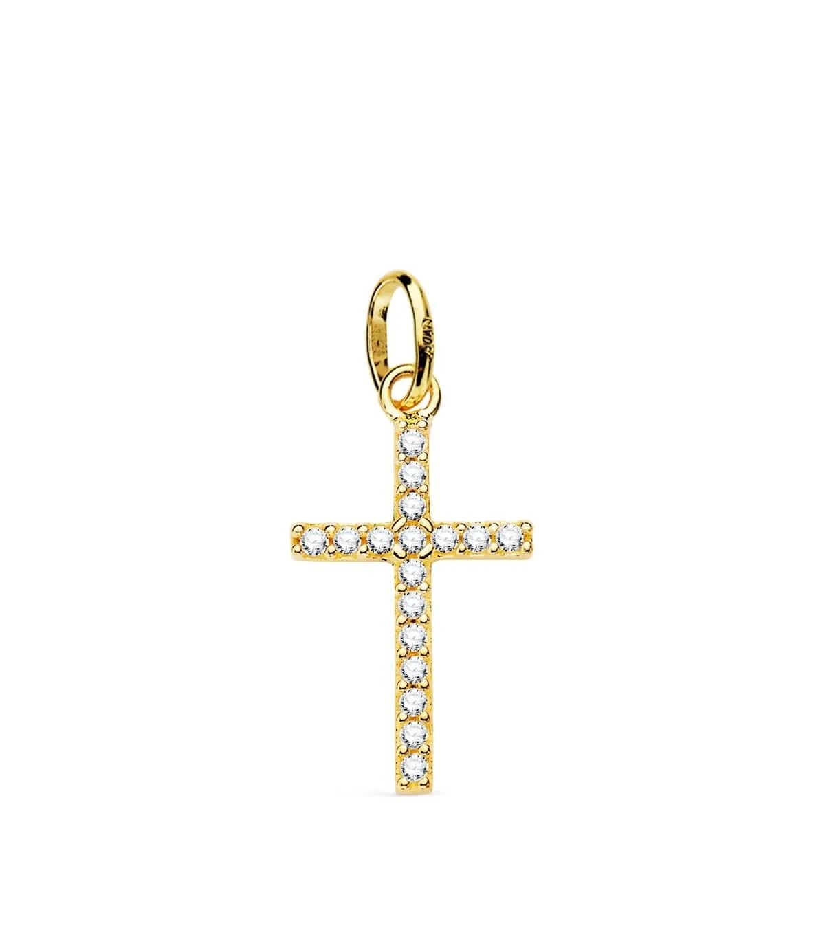 Cruz circonitas oro amarillo 18K