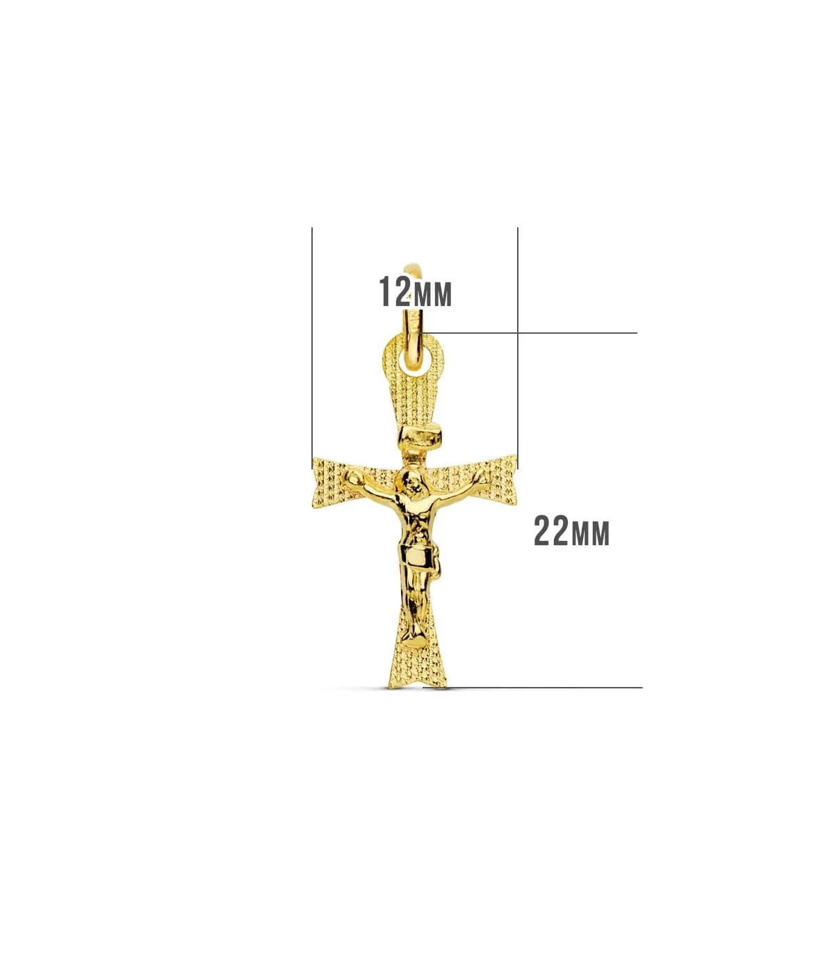 Cruz Plana Cristo de Oro 18K 22 mm Láser