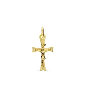 Cruz Plana Cristo de Oro 18K 22 mm Láser