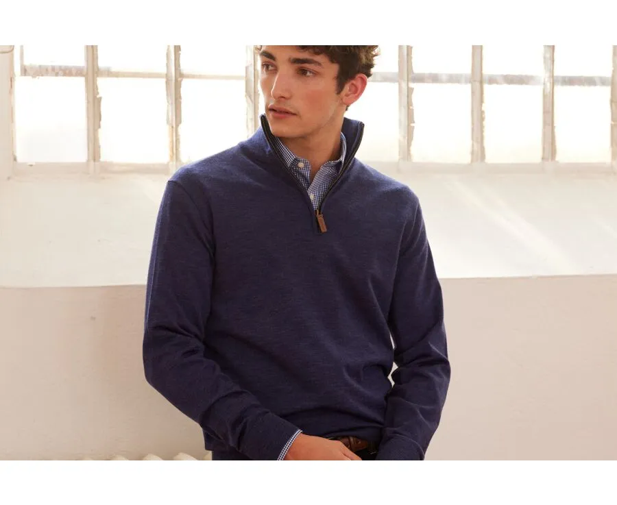 DARK BLUE MELANGE HALFZIP PULLOVER  VLARINOS