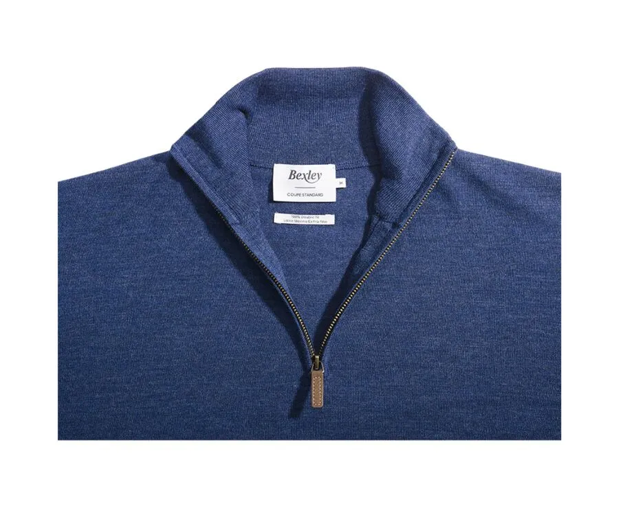 DARK BLUE MELANGE HALFZIP PULLOVER  VLARINOS