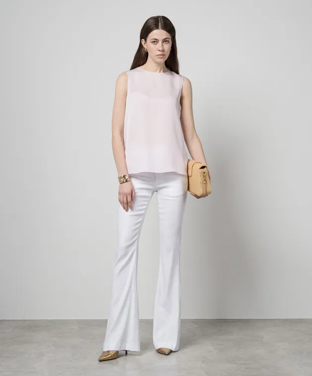 Dondup White Tina flared pants with linen